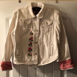 Women’s Duck Head White Jean jacket pink flowers